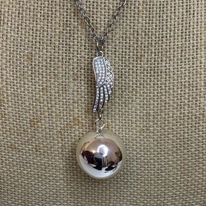 Harmonic Ball Necklace, Sphere and Wing of the Archangel Gabriel, Stainless